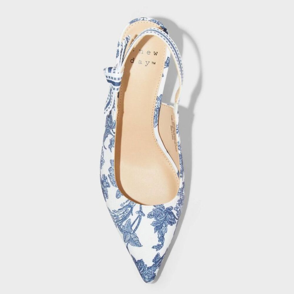 A New Day - Women's Milan Floral Print Slingback Heels - A New Blue - Picture 3 of 4